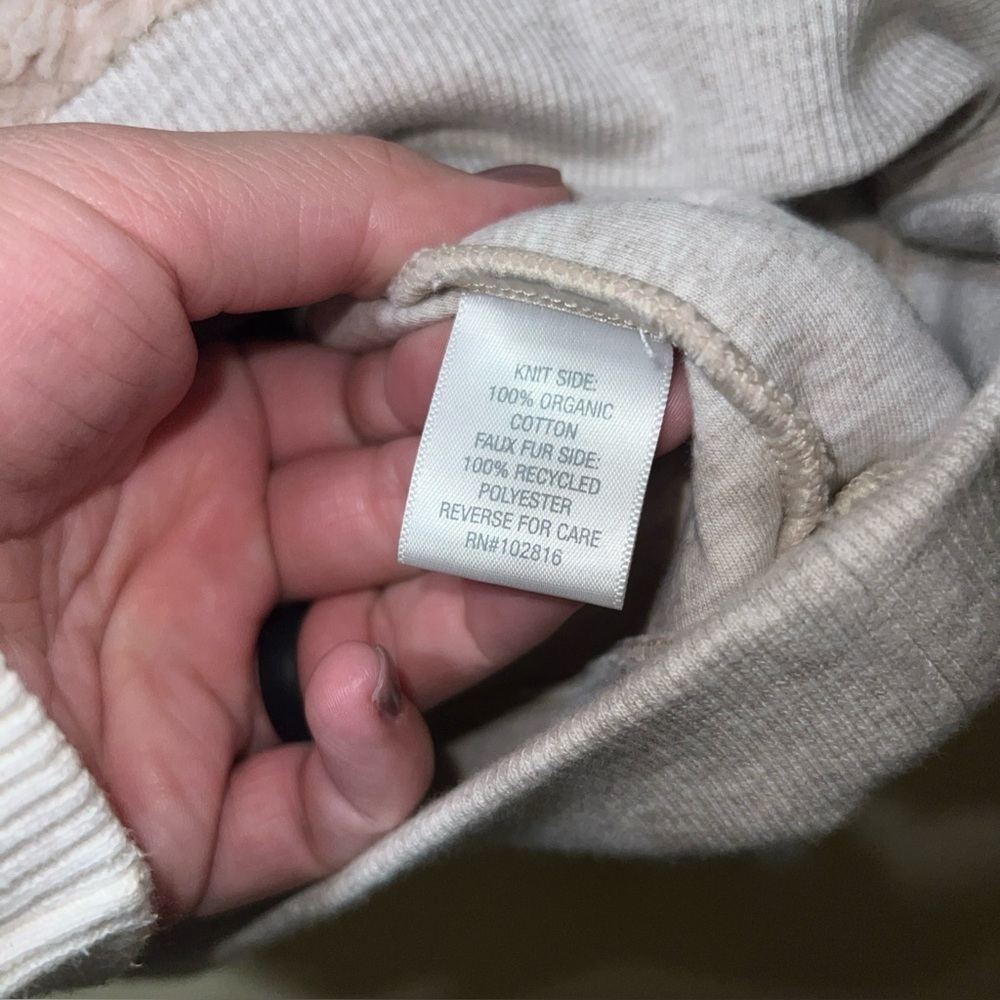 Garnet Hill Recycled Sherpa Sweatshirt Cream XS - Picture 4 of 5
